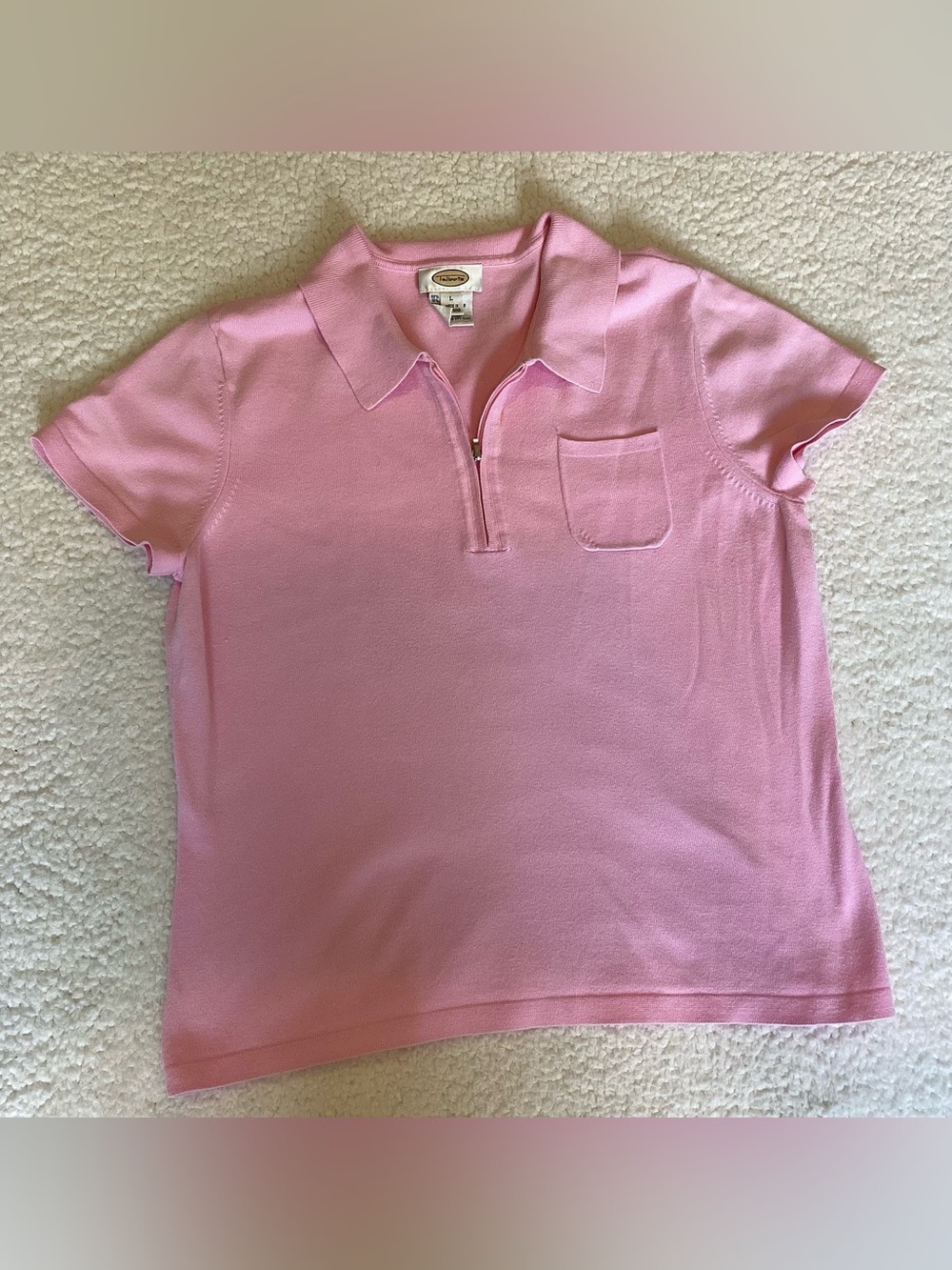 Vintage Talbots Pink Knit Polo Large Quarter Zip Old Money Preppy Country Club